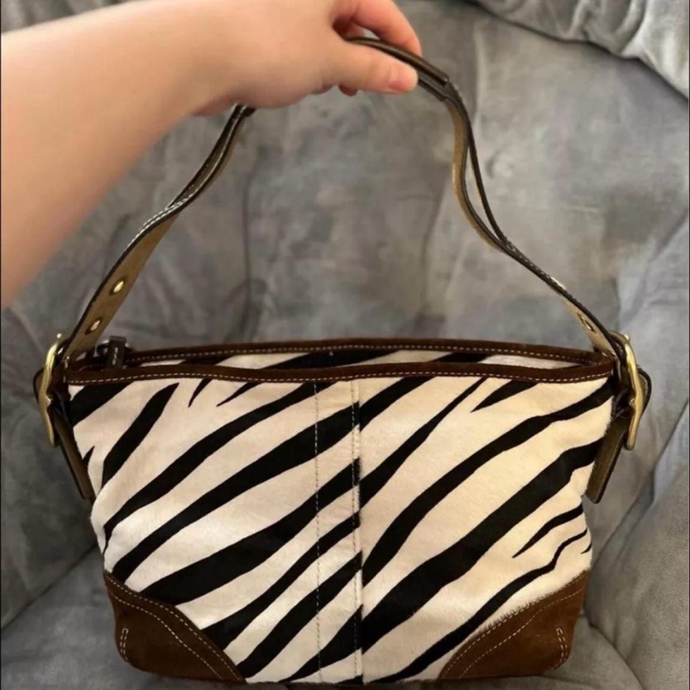 Vintage Coach Zebra Print Pony Hair Shoulder Bag